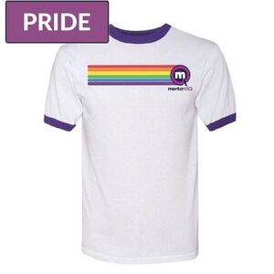 Mentorcliq Pride Men Women unisex rainbow purple ringer T-shirt Large L